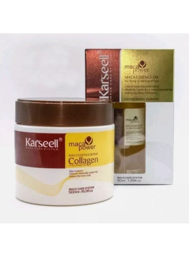 كارسيل قناع كارسيل لعلاج الشعر بالكولاجين مع زيت الأرغان لترطيب مكثف وإصلاح الشعر | 500 مل - Image 2