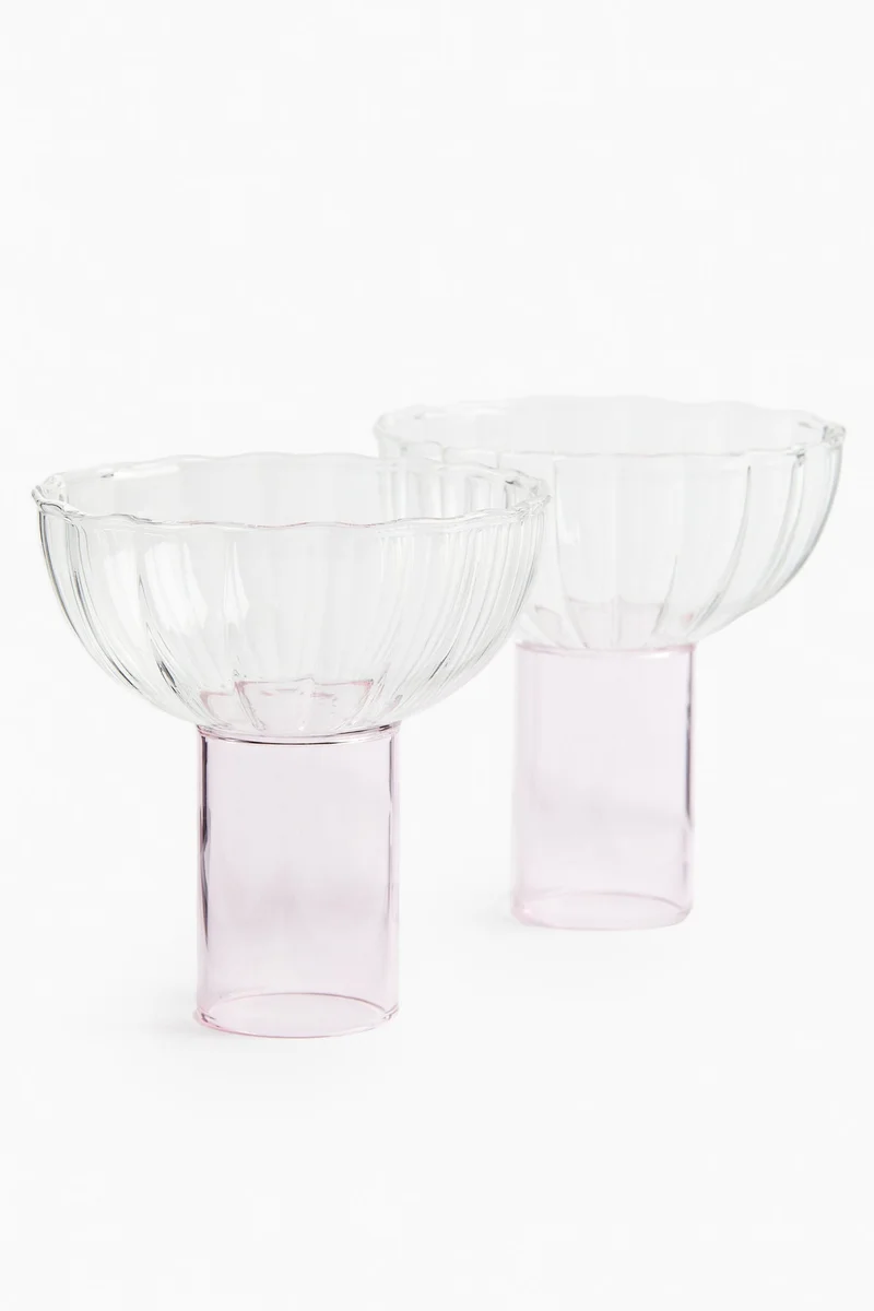 H&M 2-pack fluted glass coupes