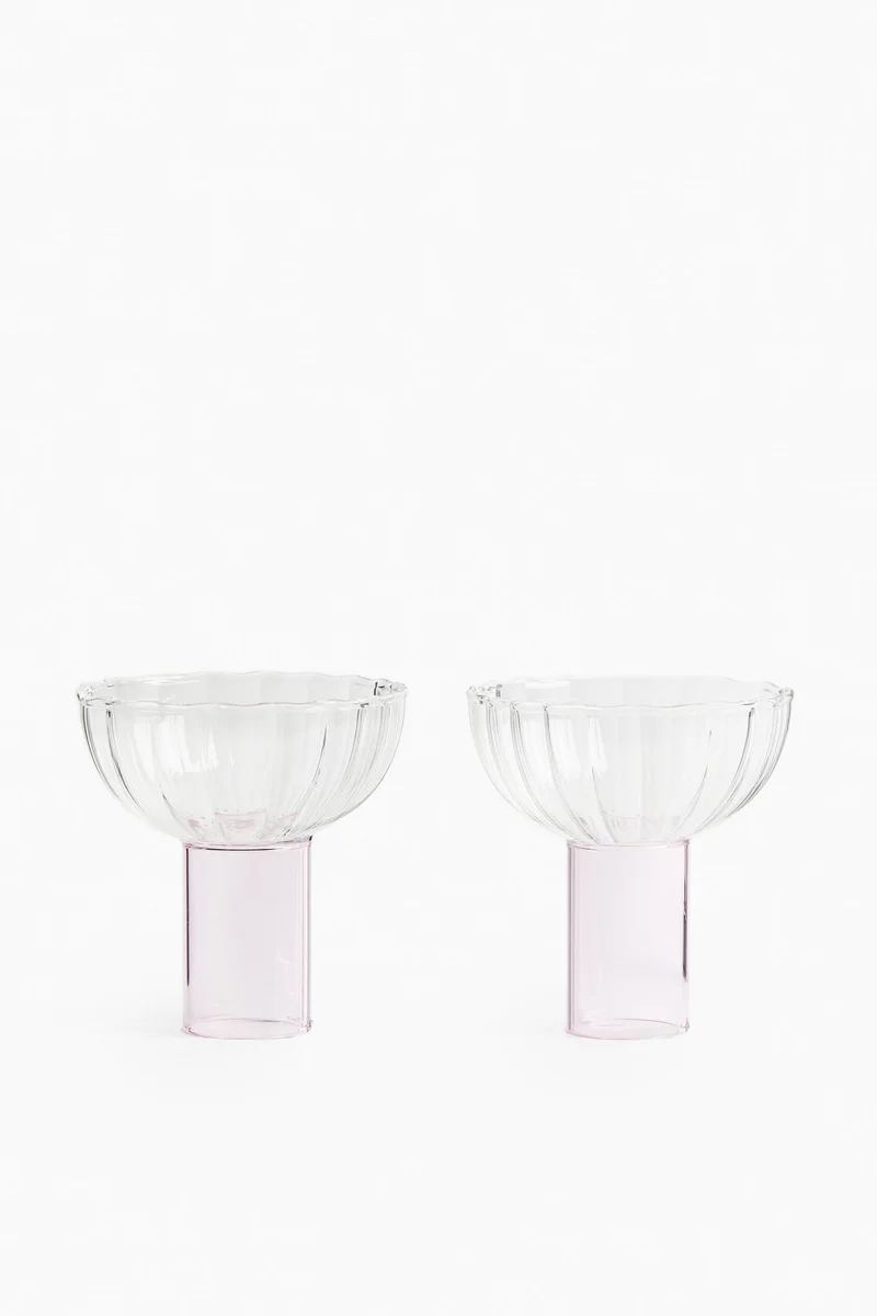 H&M 2-pack fluted glass coupes