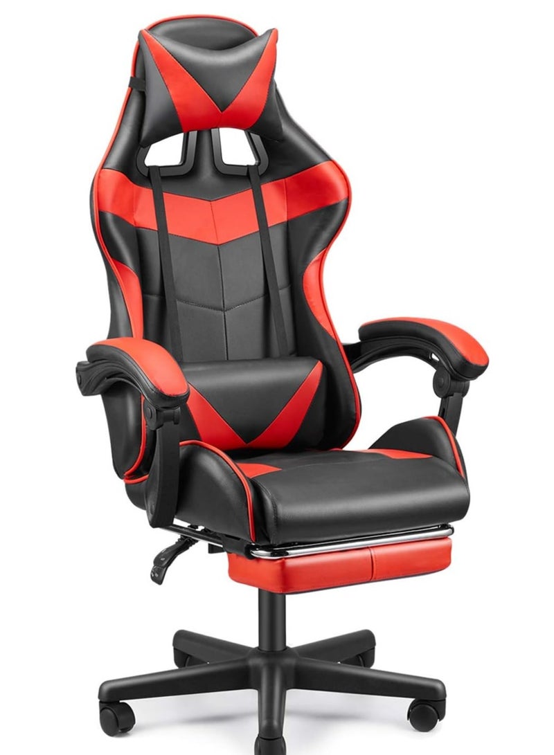 TIMO Gaming Chair Office Chair with Footrest Ergonomic Racing Chair Reclining Video Gaming Chair Leather Adjustable Armrest High Back Gaming Chair with Headrest and Lumbar Support with Massage - Image 1