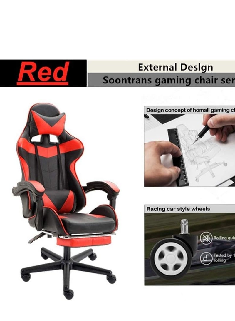 TIMO Gaming Chair Office Chair with Footrest Ergonomic Racing Chair Reclining Video Gaming Chair Leather Adjustable Armrest High Back Gaming Chair with Headrest and Lumbar Support with Massage - Image 3