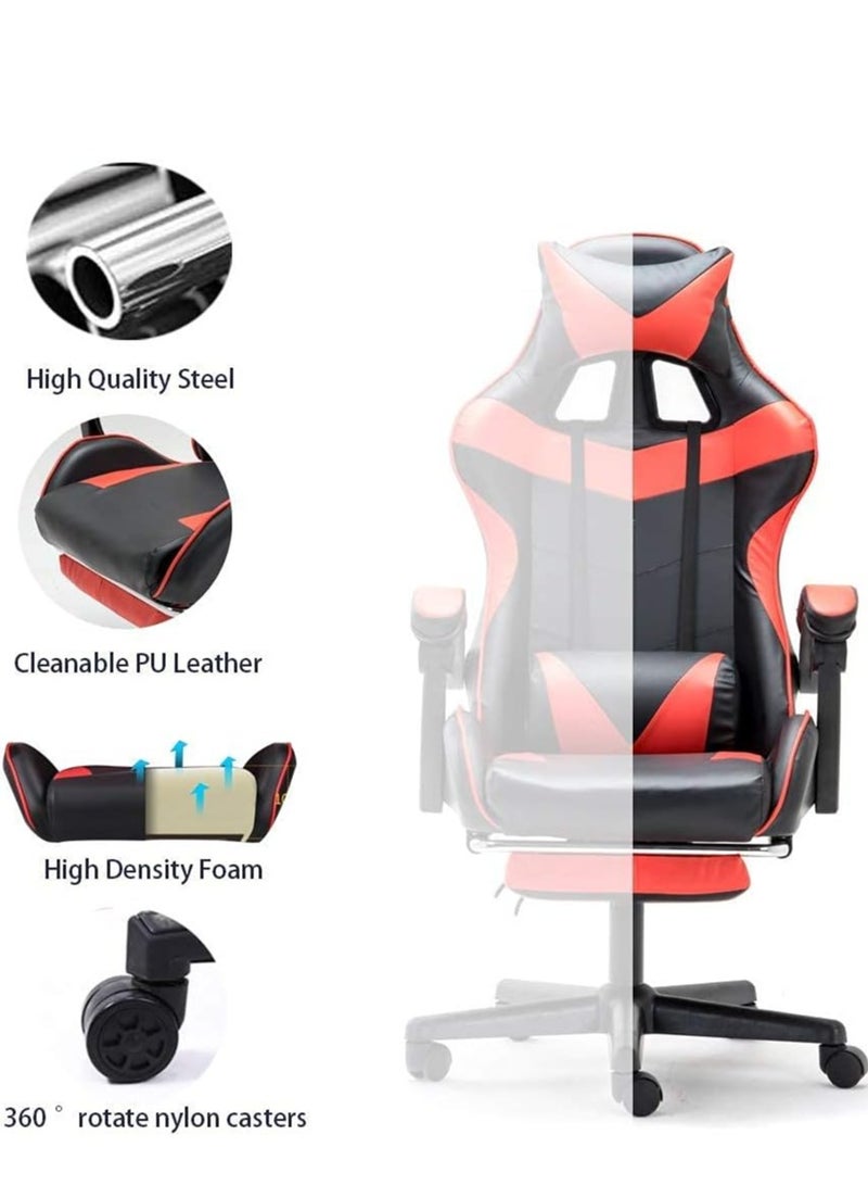 TIMO Gaming Chair Office Chair with Footrest Ergonomic Racing Chair Reclining Video Gaming Chair Leather Adjustable Armrest High Back Gaming Chair with Headrest and Lumbar Support with Massage - Image 4