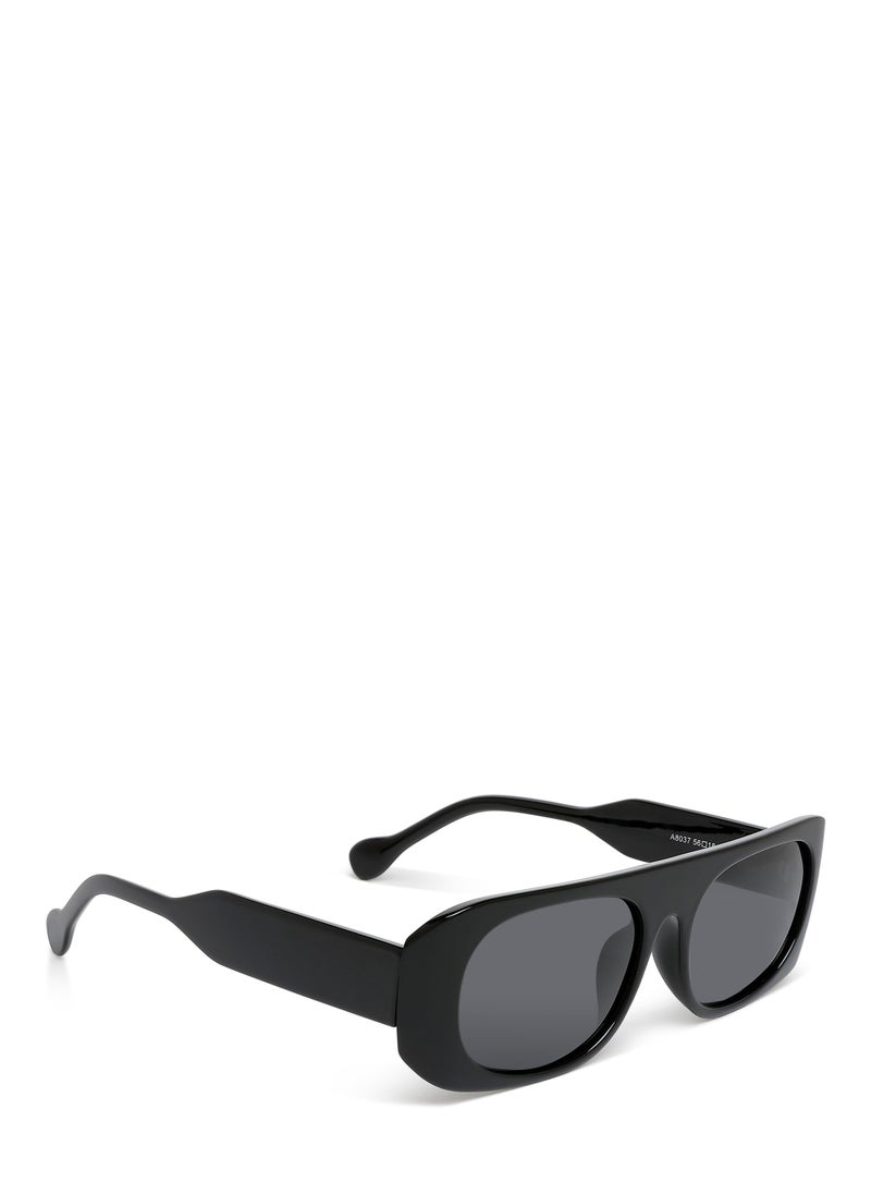 London Rag - Flat Bridge Oval Sunglasses in Black - Image 1