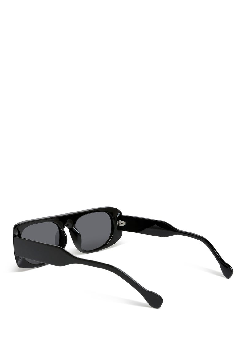 London Rag - Flat Bridge Oval Sunglasses in Black - Image 1