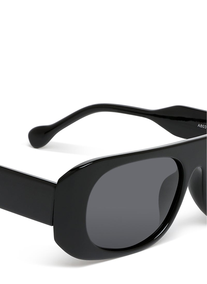 London Rag - Flat Bridge Oval Sunglasses in Black - Image 1
