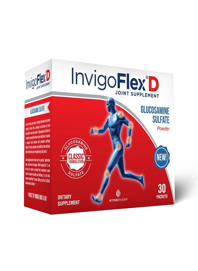 INVIGOFLEX® D - 1500 ملغ من مسحوق جلوكوزامين سلفات (تركيبة كلاسيكية) - مكمل مشترك متميز لدعم الركب، اليدين، الظهر، والورك | 30 عبوة - Image 1
