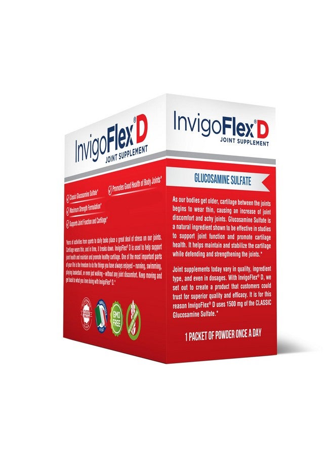 INVIGOFLEX® D - 1500 ملغ من مسحوق جلوكوزامين سلفات (تركيبة كلاسيكية) - مكمل مشترك متميز لدعم الركب، اليدين، الظهر، والورك | 30 عبوة - Image 3