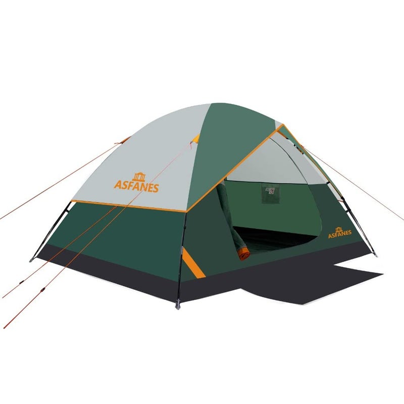 ASFANES 4 Person Waterproof Tents for Camping Easy Setup Outdoor Portable Backyard Camping Tents Suitable for Car, Backpacking, Hiking, Picnic or Fishing, Army Green - Image 1