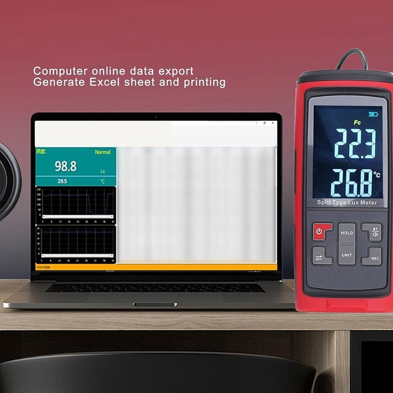 مقياس الإضاءة الرقمي المحمول لكشف سطوع الضوء، نطاق 0-200000 لوكس، مع مستشعر قابل للدوران - Image 5