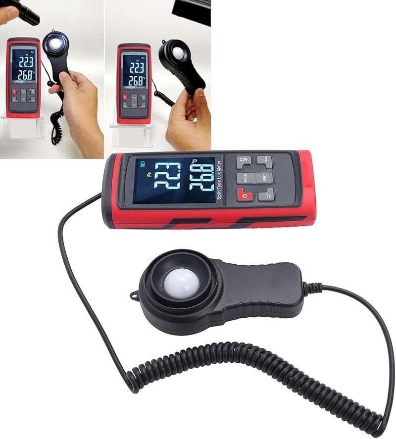 مقياس الإضاءة الرقمي المحمول لكشف سطوع الضوء، نطاق 0-200000 لوكس، مع مستشعر قابل للدوران - Image 3