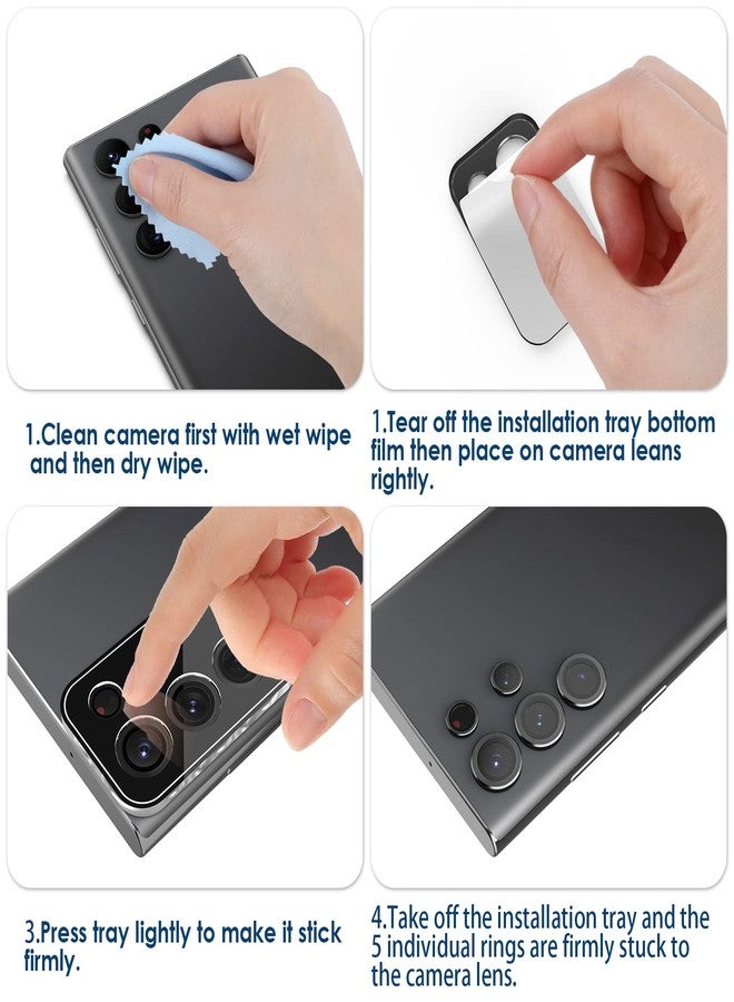 Simpeak 2 Pack Individual Camera Lens Protector Compatible with Samsung Galaxy S22 Ultra 5G 2022, 9H Tempered Glass Camera Cover Metal Ring for S22 Ultra [Installation Tray], Black+Colorful - Image 4