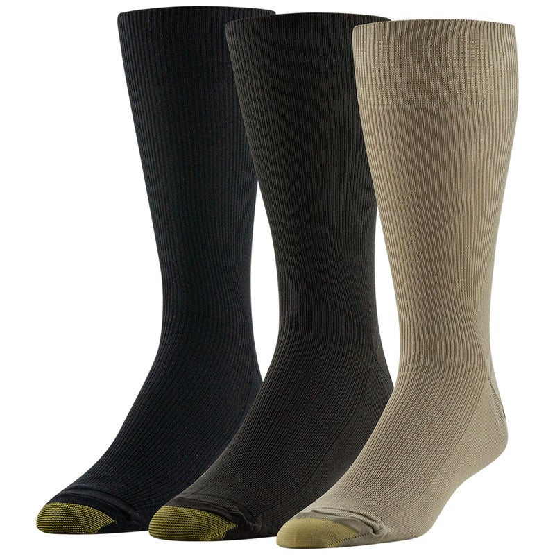 GOLDTOE Men's Metropolitan Crew Dress Socks, 3-Pairs, Khaki/Brown/Black, Shoe Size: 6-12.5 - Image 5