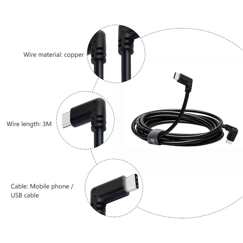 1Pc Professional and Durable Double Type C-hea DP Quick Charge 3 M Line Compatible for Oculus Quest VR Link Cable(Black) - Image 4