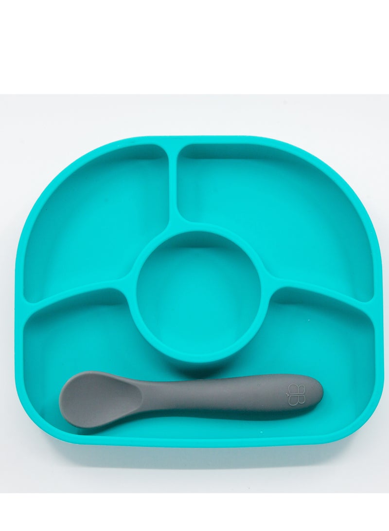 bbluv Yümi Anti-Spill Silicone Suction Plate & Spoon Set – BPA-Free, Baby & Toddler Feeding Dish – Microwave & Dishwasher Safe - Image 1