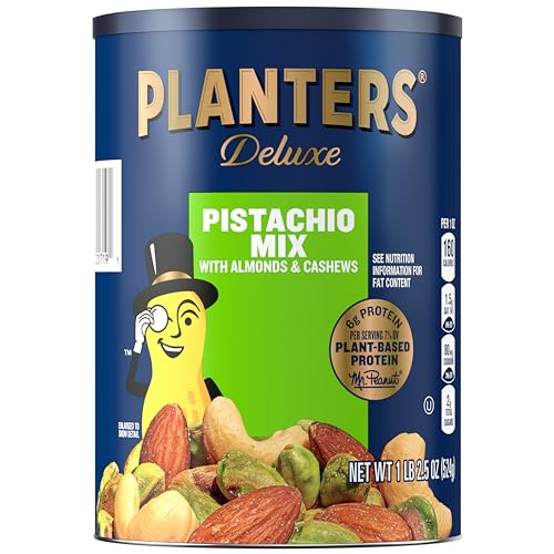 PLANTERS Pistachio Nuts Lovers Nut Mix with Pistachios no shell, Almonds & Cashews, Party Snacks, Plant-Based Protein, After School Snack, Bulk Nuts, Kosher 1lb 2.5oz - Image 1
