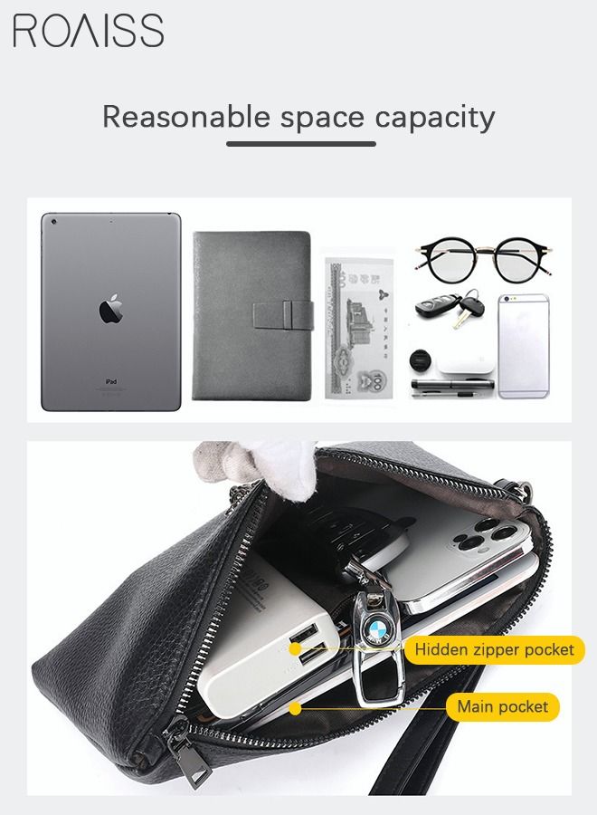 roaiss Casual Lion Head Clutch Bag Classic Portable Envelope Bag Large Capacity Lightweight Wallet Business Minimalist Card Holder with Wrist Strap for Men Gift Black - Image 4