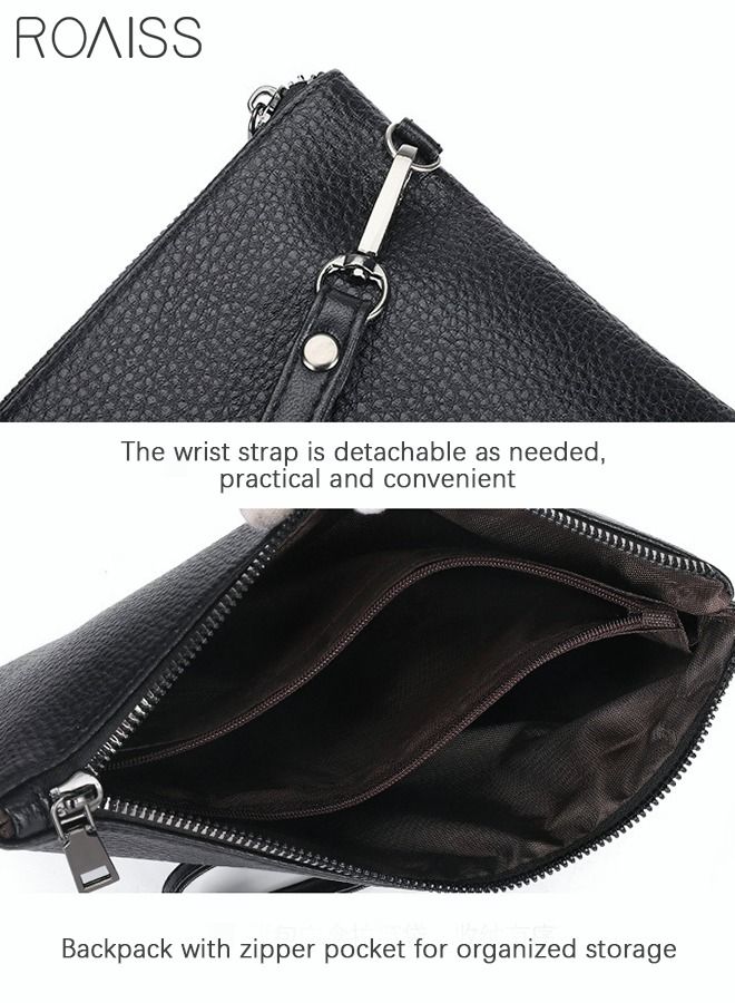 roaiss Casual Lion Head Clutch Bag Classic Portable Envelope Bag Large Capacity Lightweight Wallet Business Minimalist Card Holder with Wrist Strap for Men Gift Black - Image 3
