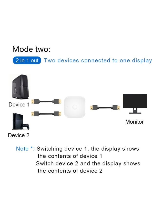 NIBEMINENT Bi-Directional Portable HD Splitter For PS4/3 TV Box V7625 White  - Image 4