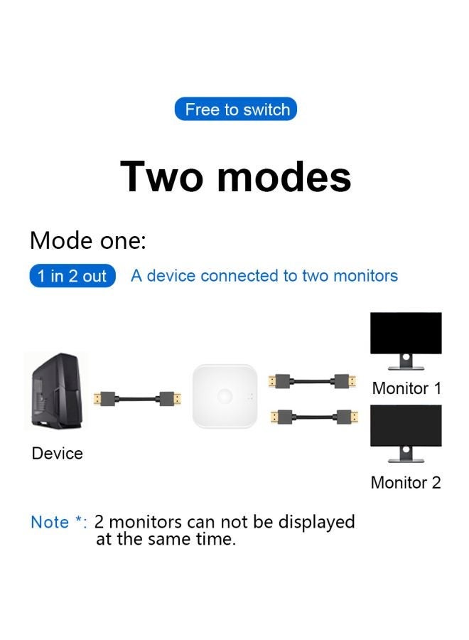 NIBEMINENT Bi-Directional Portable HD Splitter For PS4/3 TV Box V7625 White  - Image 2
