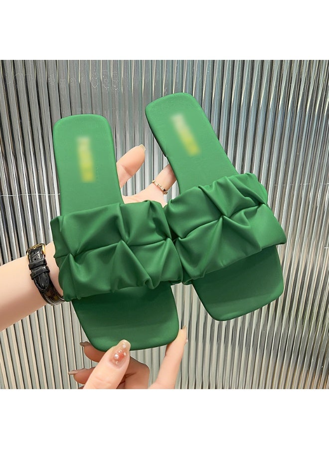 MHD New Style Korean Style Women's Outdoor Flat Ruffled Western Fashion One-Strap Plus Size Slipper Sandals