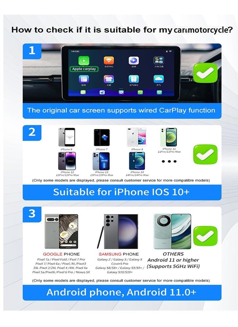 Generic - 2 in1 Wireless CarPlay Adapter, for iPhone and Android Auto, Dongle Convert OEM Wired to Wireless CarPlay Bluetooth Adapter, 5GHz WiFi, Online Update, Fast Connect, Plug Play No Delay - Image 1