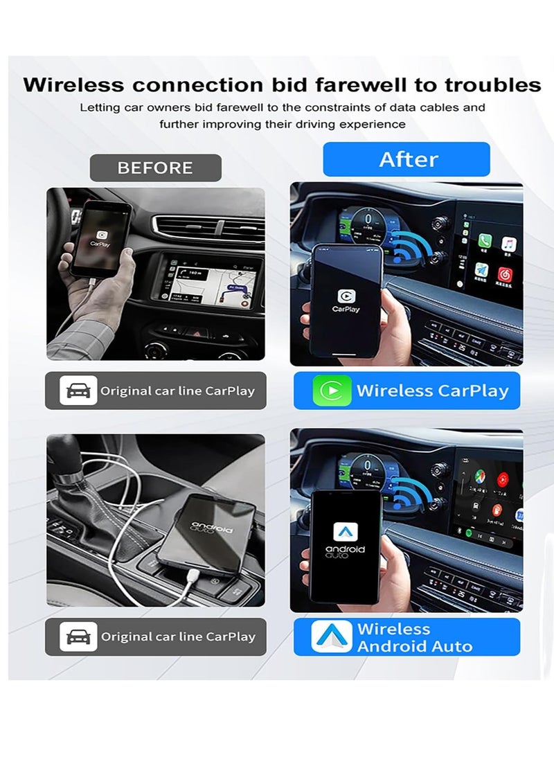 Generic - 2 in1 Wireless CarPlay Adapter, for iPhone and Android Auto, Dongle Convert OEM Wired to Wireless CarPlay Bluetooth Adapter, 5GHz WiFi, Online Update, Fast Connect, Plug Play No Delay - Image 1