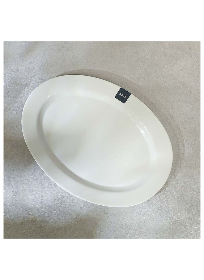 DANUBE HOME Aria Opal Oval Plate For Dining Kitchen 35.5 Cm White  - Image 2