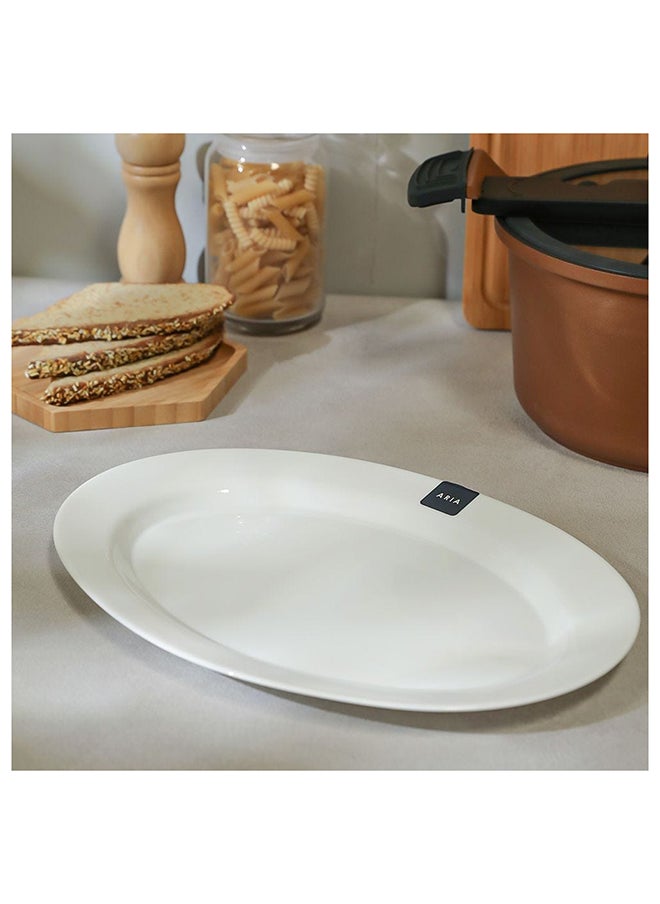 DANUBE HOME Aria Opal Oval Plate For Dining Kitchen 35.5 Cm White  - Image 1