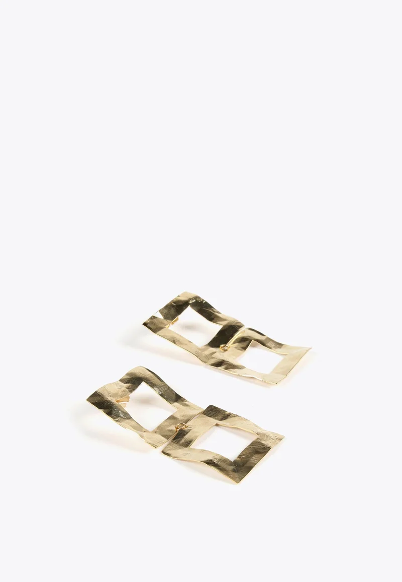Lola Casademunt Golden double square earrings