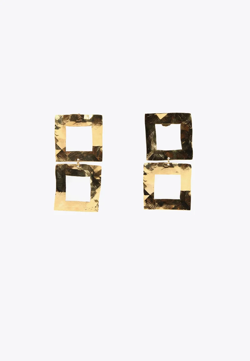 Lola Casademunt Golden double square earrings