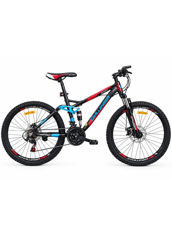 Challenger 27.5-Inch 8-Speed Mountain Bike Bicycle with Front Suspension, 8-Speed Geared Mountain Bicycle with Front Suspension, for recreational cycling, outdoor rides and everyday riding - Black/Red - Image 1