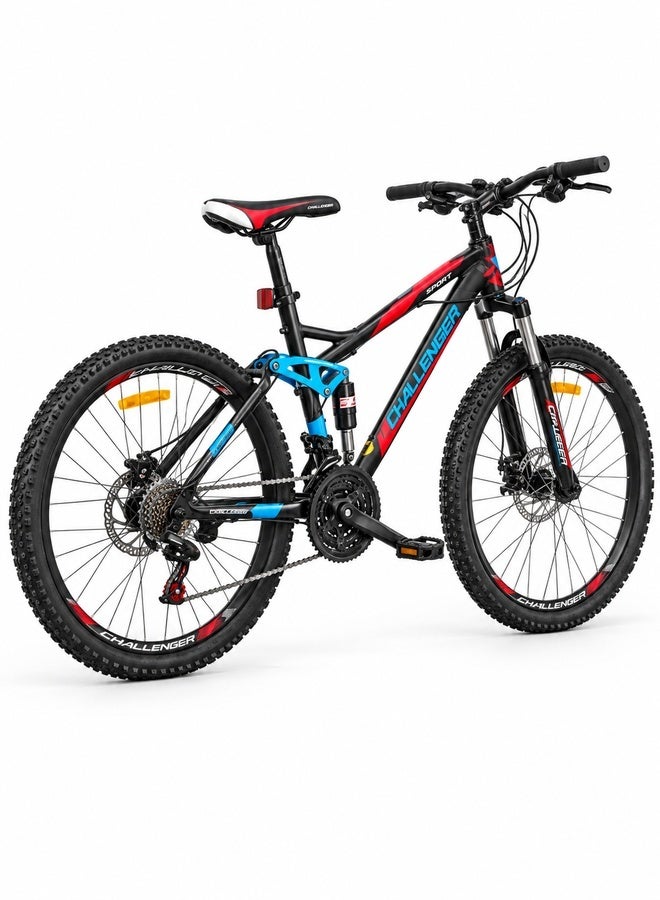 Challenger 27.5-Inch 8-Speed Mountain Bike Bicycle with Front Suspension, 8-Speed Geared Mountain Bicycle with Front Suspension, for recreational cycling, outdoor rides and everyday riding - Black/Red - Image 2