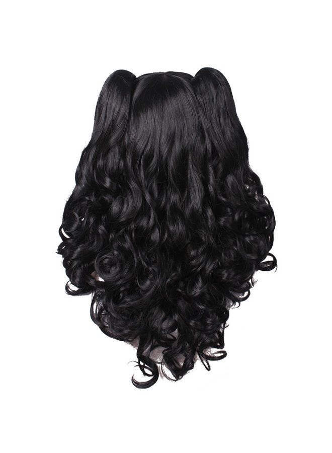 ColorGround Long Curly Cosplay Wig with 2 Ponytails(Black) - Image 4
