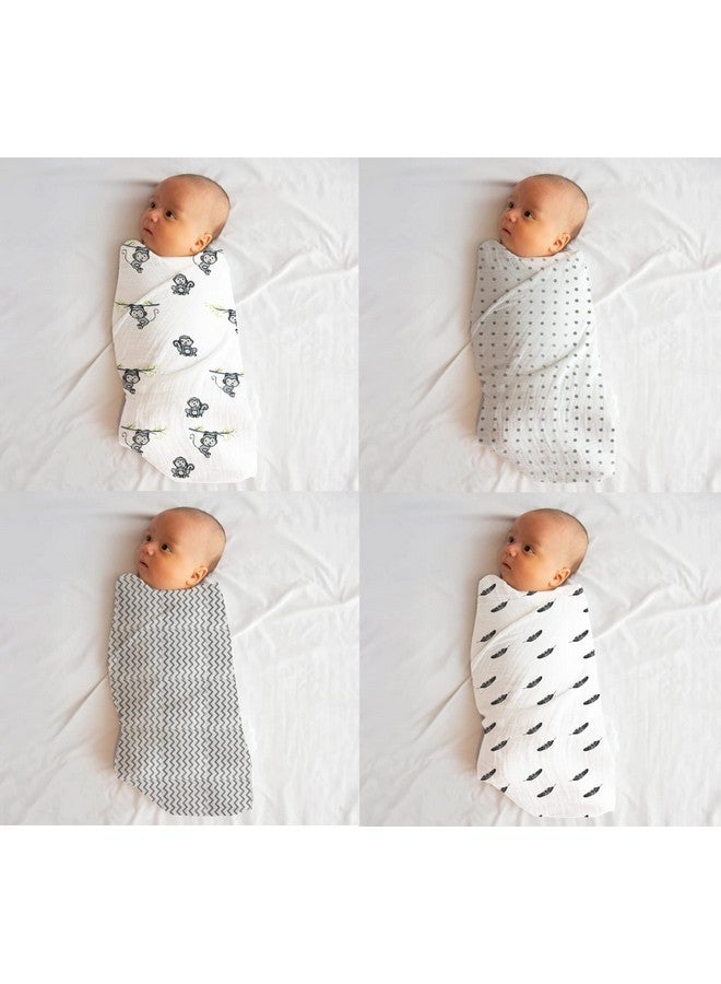 Rajlinen 100% Muslin Swaddle Blankets,Baby Swaddling Blankets for New Born, Baby Receiving Blankets Unisex, Soft, Warm and Cosy Baby Blankets Pack of 4, Size 47 x 47 inches,Gift for New Mom Lovely Reverie - Image 2