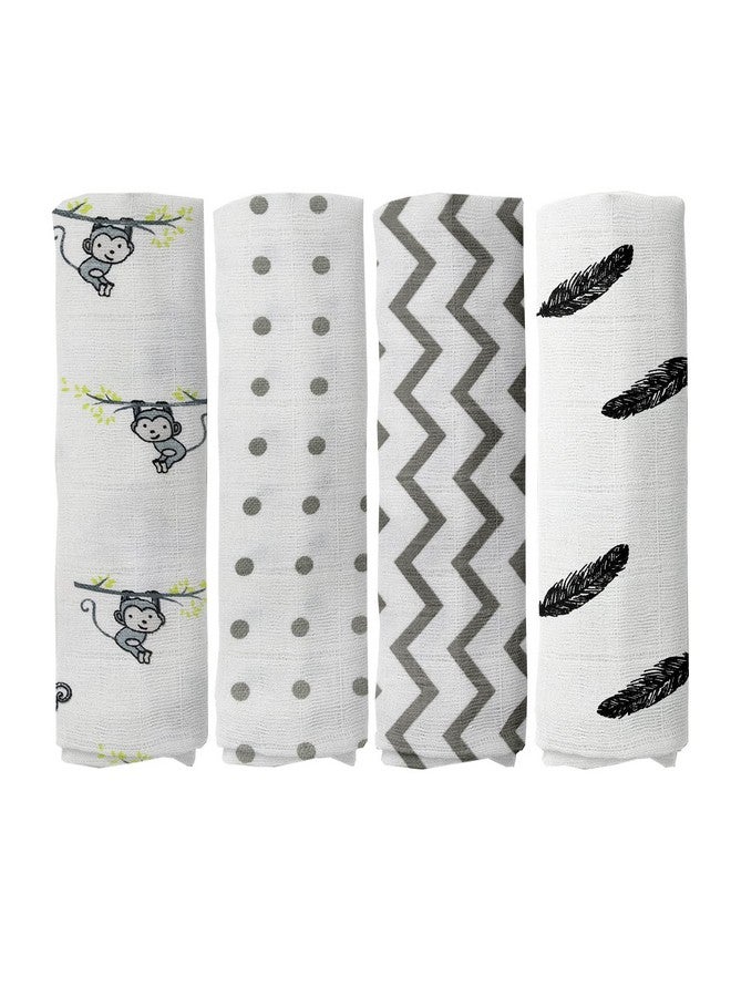 Rajlinen 100% Muslin Swaddle Blankets,Baby Swaddling Blankets for New Born, Baby Receiving Blankets Unisex, Soft, Warm and Cosy Baby Blankets Pack of 4, Size 47 x 47 inches,Gift for New Mom Lovely Reverie - Image 1