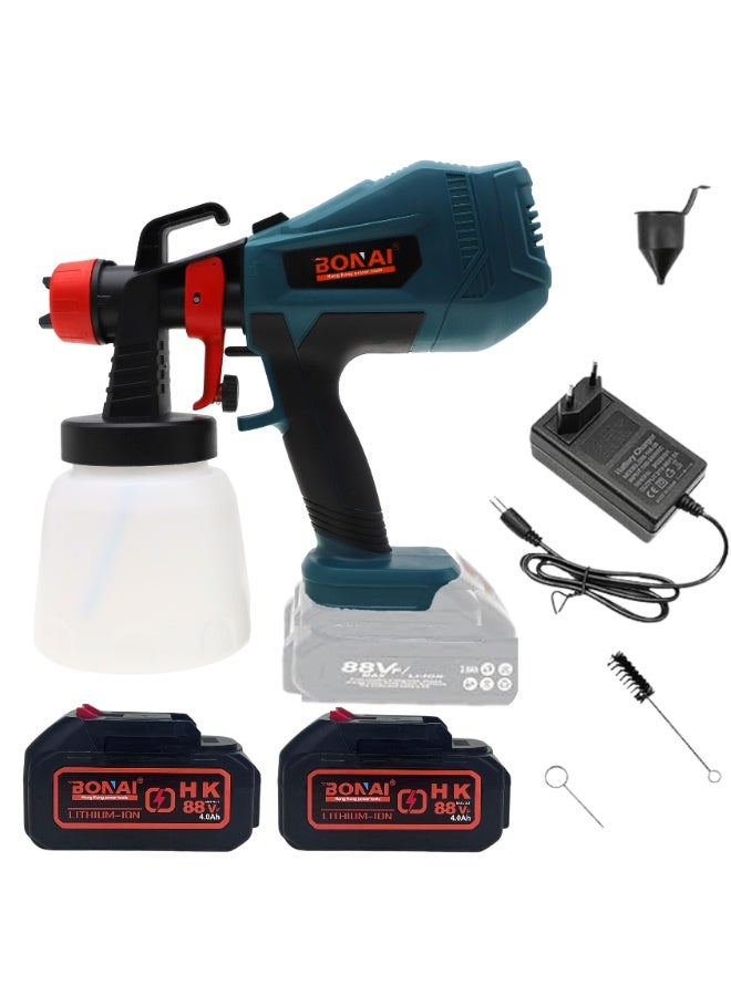 بوناي بخاخ طلاء متقدم بتقنية HVLP، حاوية سعة 1000 مل، تحكم في عجلة الركض، تصميم قابل للفصل، فوهات نحاسية، وبطاريات مزدوجة قابلة لإعادة الشحن - Image 1