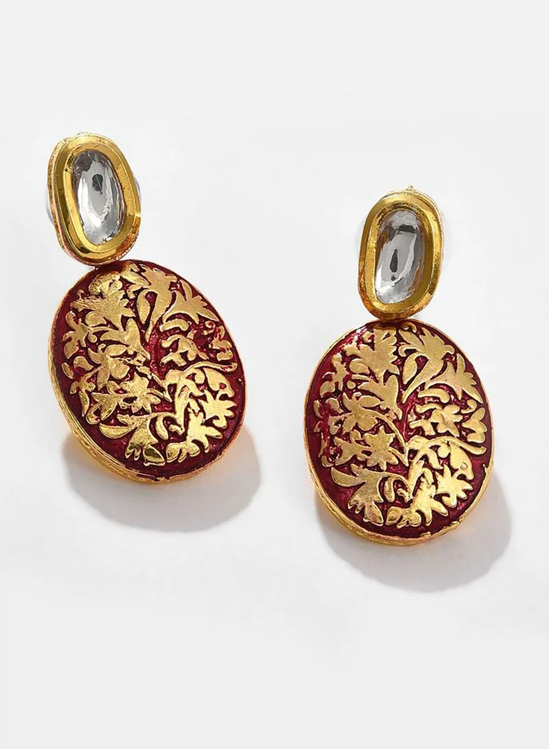SOHI Gold Plated Designer Kundan Necklace and Earrings Set