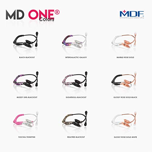 MDF Instruments ستيثوسكوب MDF Instruments MD One Premium من الفولاذ المقاوم للصدأ ذو الرأسين، للبالغين، أنبوب أسود، قطع رأسية سوداء-سماعة، MDF777BO - Image 2