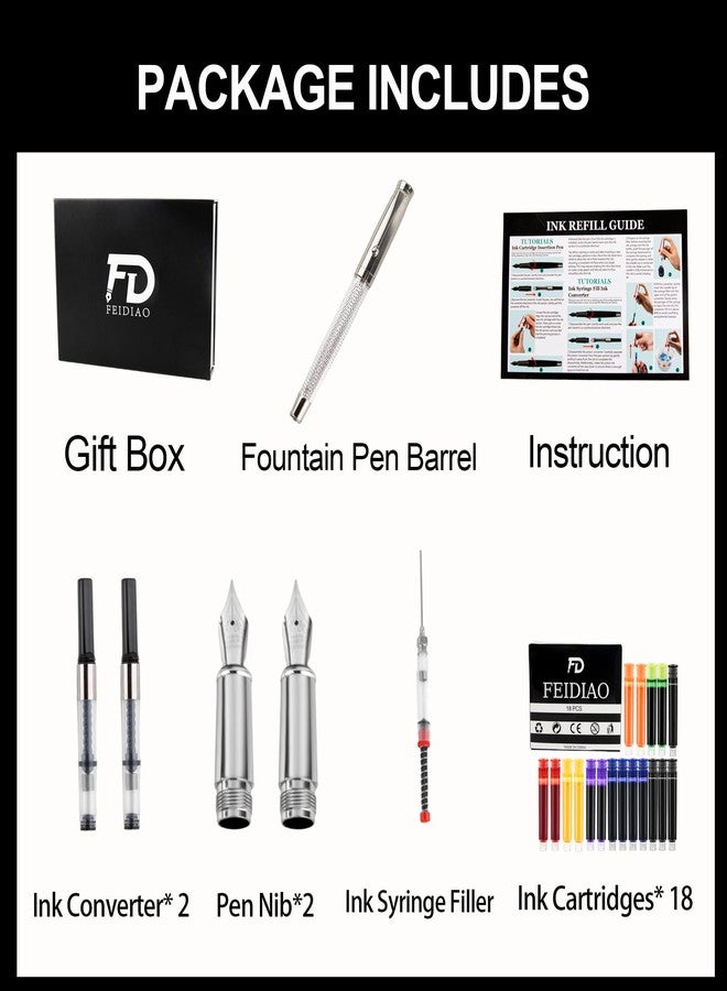FEIDIAO Calligraphy Fountain Pen Set Deluxe Pen for Writing with 18 Ink Cartridges,Replacement Fine Nib,Ink Converter,Syringe Filler,Calligraphy Pen for Beginner Men Women - Image 2