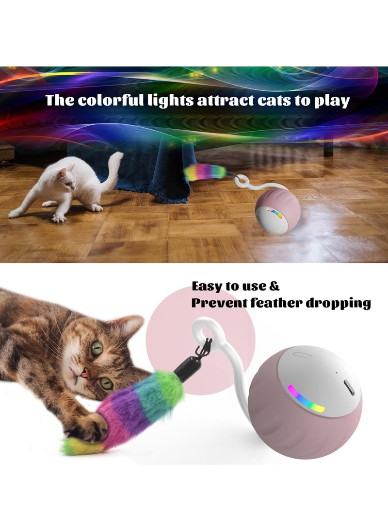 Cat Toy, Interactive Cat Toys for Indoor Cats, DIY 5 in 1 Automatic Moving Cat Ball Toys/Puppies Toys with LED Rainbow Lights, Two Speeds Smart Cat Toys - Image 4