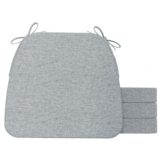 DSHAPED CHAIR CUSHIONS 2 THICK DINING CHAIR PADS WITH TIES AND REMOVABLE MACHINEWASHABLE COVER 17 X 16 SET OF 4 GRAY