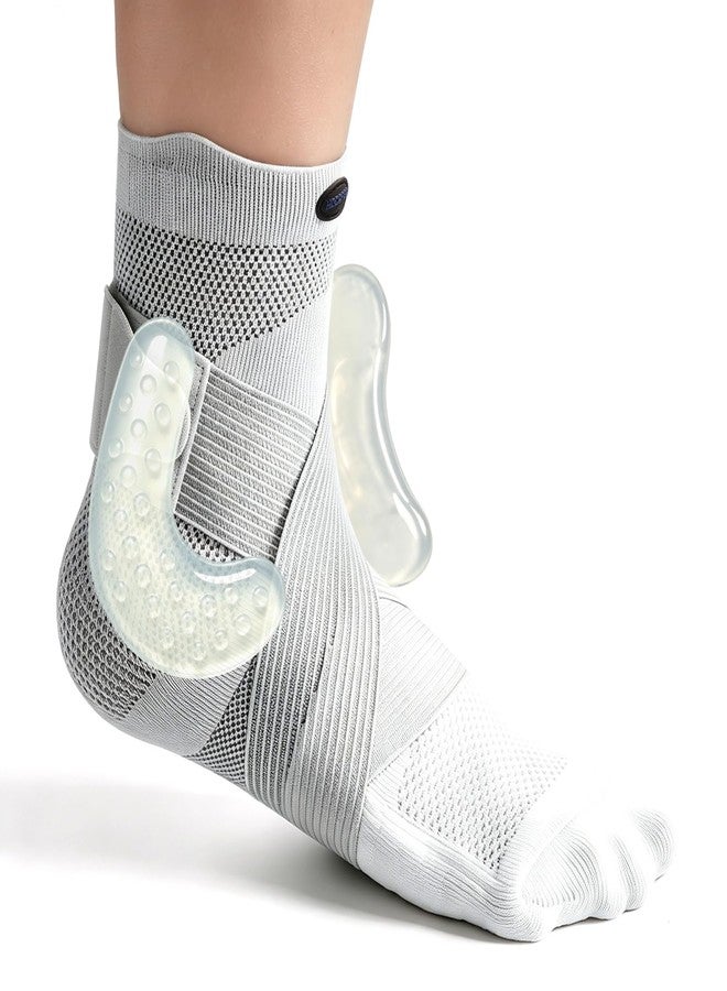 Hocafer Ankle Brace for Women ＆ Men, Ankle Compression Sleeve with Ankle Silicone Pad, Ankle Support for Plantar Fasciitis, Arthritis(Grey, M, Right) - Image 1