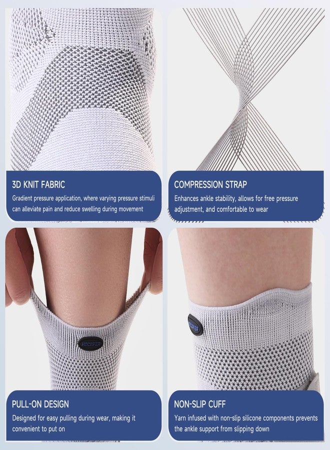 Hocafer Ankle Brace for Women ＆ Men, Ankle Compression Sleeve with Ankle Silicone Pad, Ankle Support for Plantar Fasciitis, Arthritis(Grey, M, Right) - Image 4