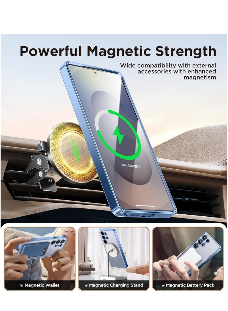 BORTONY Samsung Galaxy S25 Ultra Case Cover Magnetic with Magsafe Support Wireless Charging Cover with Screen Protector Full HD Clear Glass for Galaxy S25 Ultra 6.9 Inch - Image 3