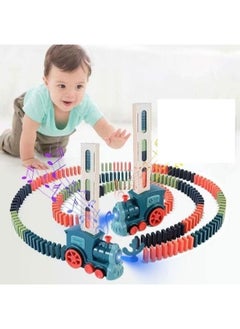 Domino Train Toy Automatic Domino Laying Electric Train with Sound Kids Building and Stacking Train Dominoes Game Toys for Boys Girls