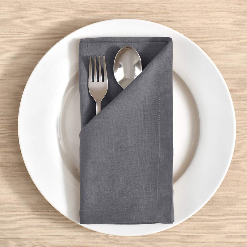 FINGERCRAFT Fingercraft Dinner Cloth Napkins in Cotton Linen Blend Fabric 12 Pack Easter Special  Premium Quality  Mitered Corners for Every Day Use Napkins are Pre Shrunk and Good Absorbency Color Charcoal  - Image 2