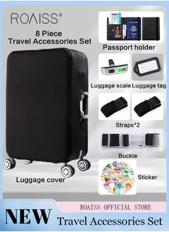 roaiss 8 Piece Travel Accessories Set Includes Luggage Cover, Luggage Tag, 2 Straps, 1 Buckle, 1 Card Holder, Stickers, and 1 Scale, Perfect for Travel and Going out Unisex  - Image 1