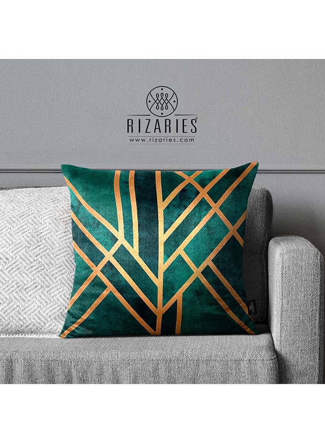 RIZARIES SuperSoft Emerald Art Deco Throw Pillow  - Image 1
