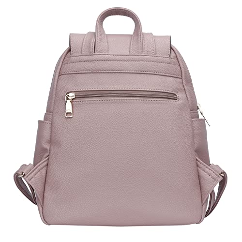 KKXIU Quilted Trendy Leather Backpack Purse for Women and Ladies Shoulder Travel Daypacks Bags (Pink) - Image 4