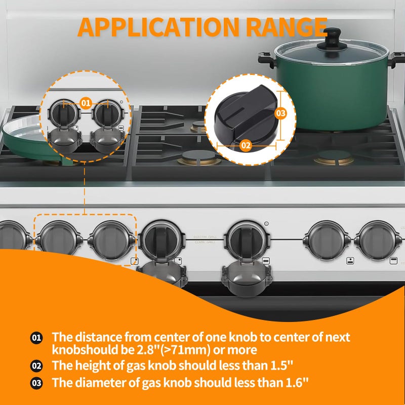 Creztail Gas Stove Knob Covers â€“ Heat-Resistant Baby Proof Stove Knob Covers, Universal Size Gas Stove Knob Locks, Stove Child Proof Knobs with Adhesive, Stove Safety Guard for Kids Toddler Pet(6 Pack) - Image 3